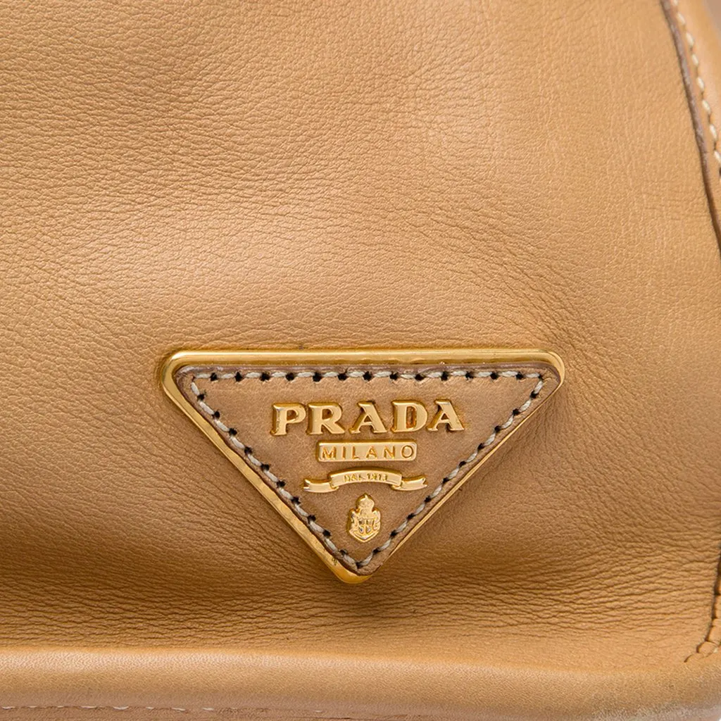 Prada Soft Calf Satchel Brown Leather Good - Model View