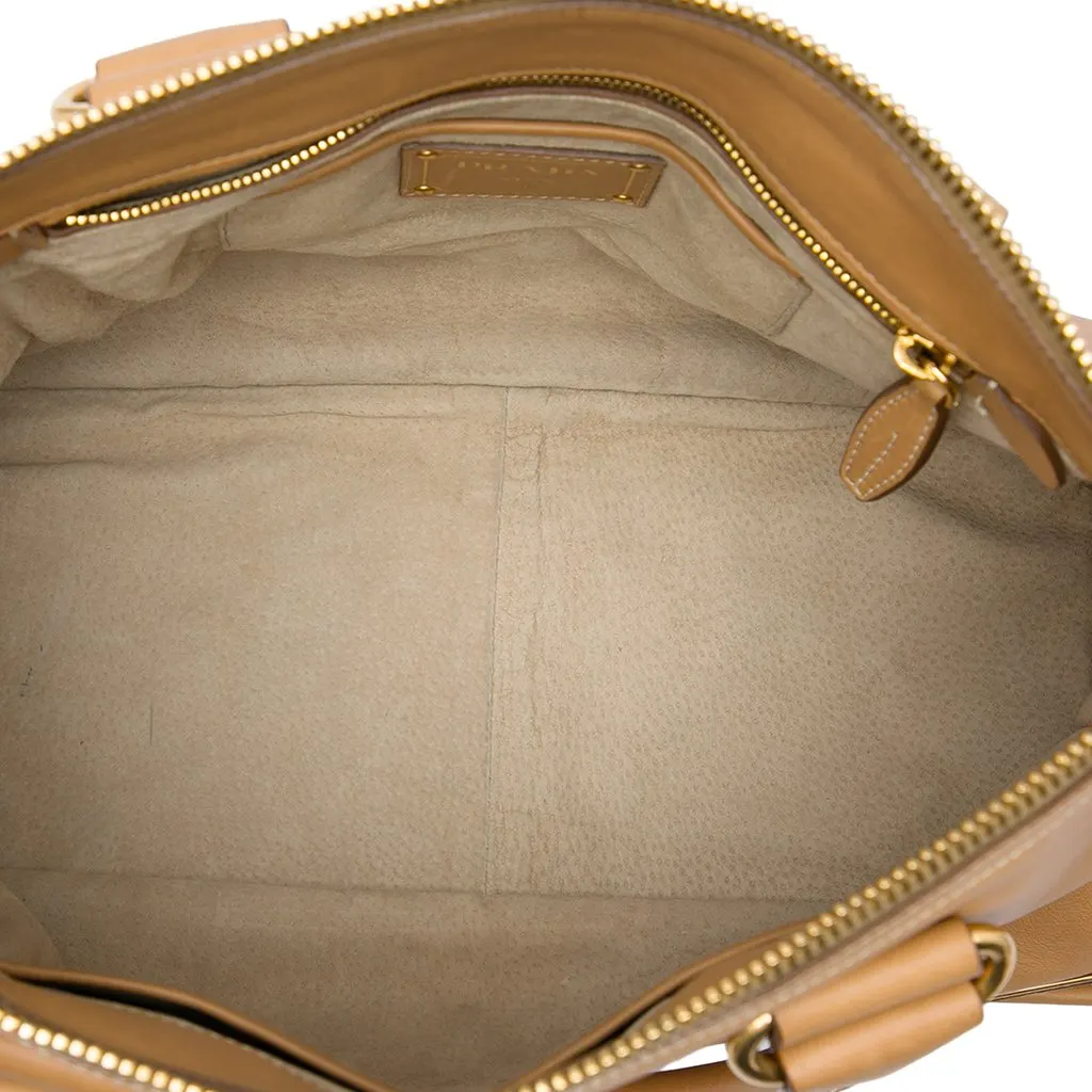 Prada Soft Calf Satchel Brown Leather Good - Box View