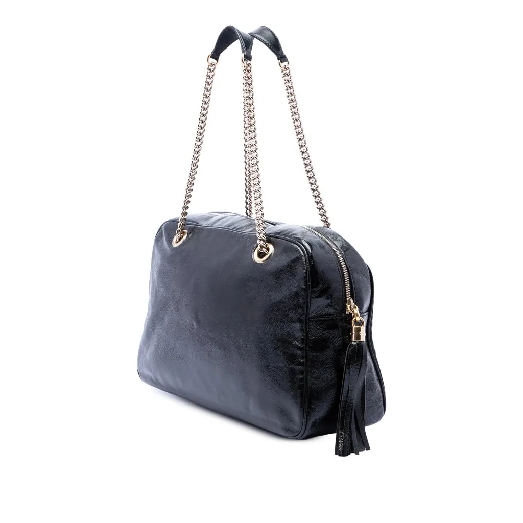 Gucci Patent Soho Chain Shoulder Bag Black Leather Very good - Back View