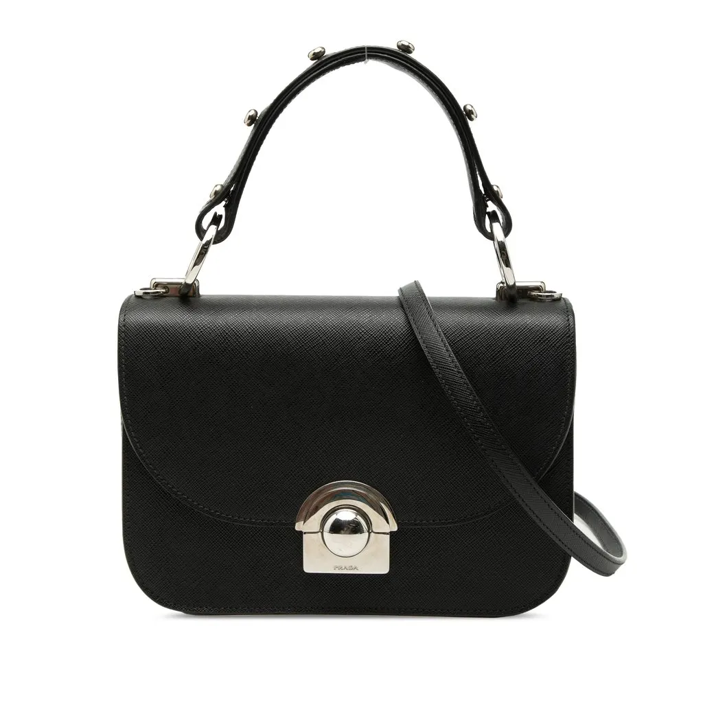 Prada Saffiano Lux Arcade Satchel Black Leather Very good - Front View