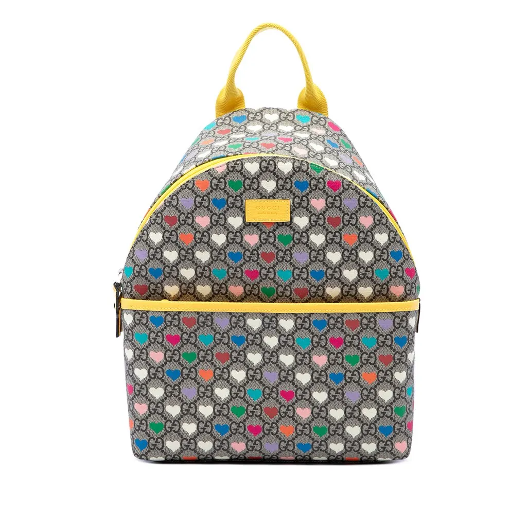 Gucci Kids GG Supreme Web Hearts Backpack Beige Very good - Front View