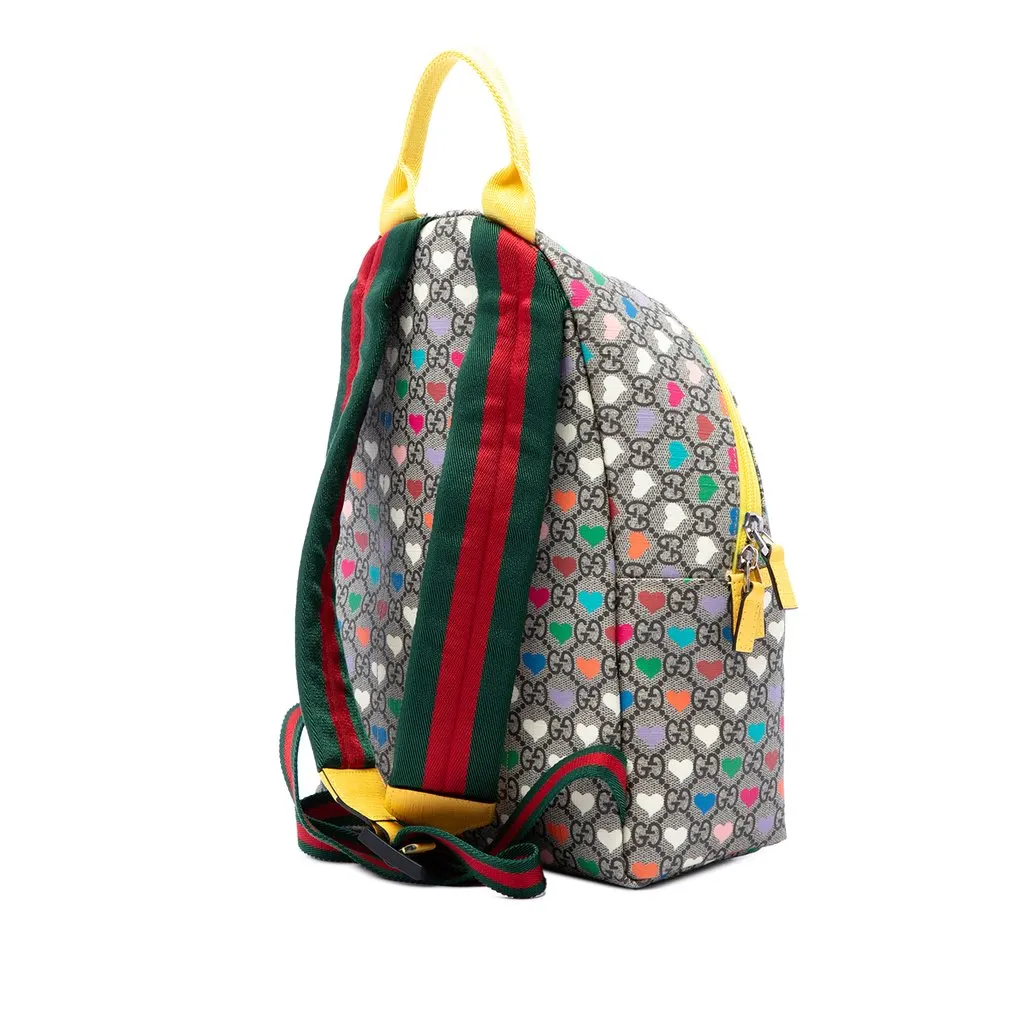 Gucci Kids GG Supreme Web Hearts Backpack Beige Very good - Back View