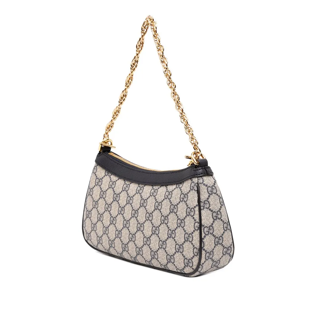 Gucci Small GG Supreme Web Ophidia Satchel Beige Canvas Very good - Back View