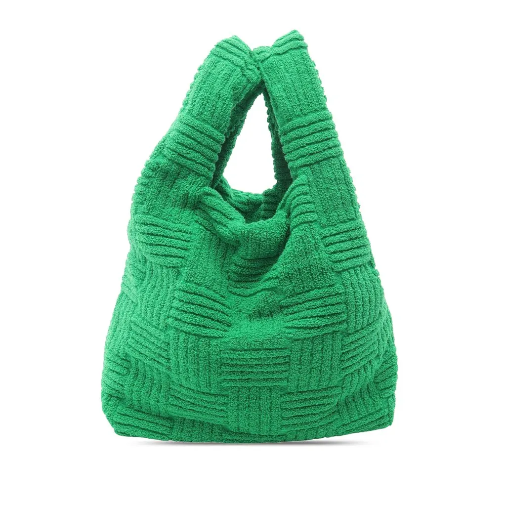 Bottega Veneta Terry Cloth Shopping Tote Green Very good - Front View