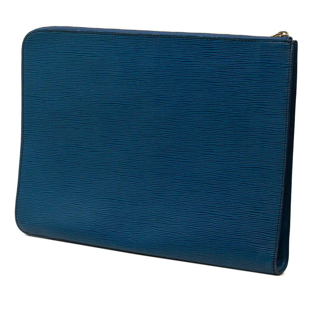 Louis Vuitton Epi Poche Documents Portfolio Blue Leather Good - Back View