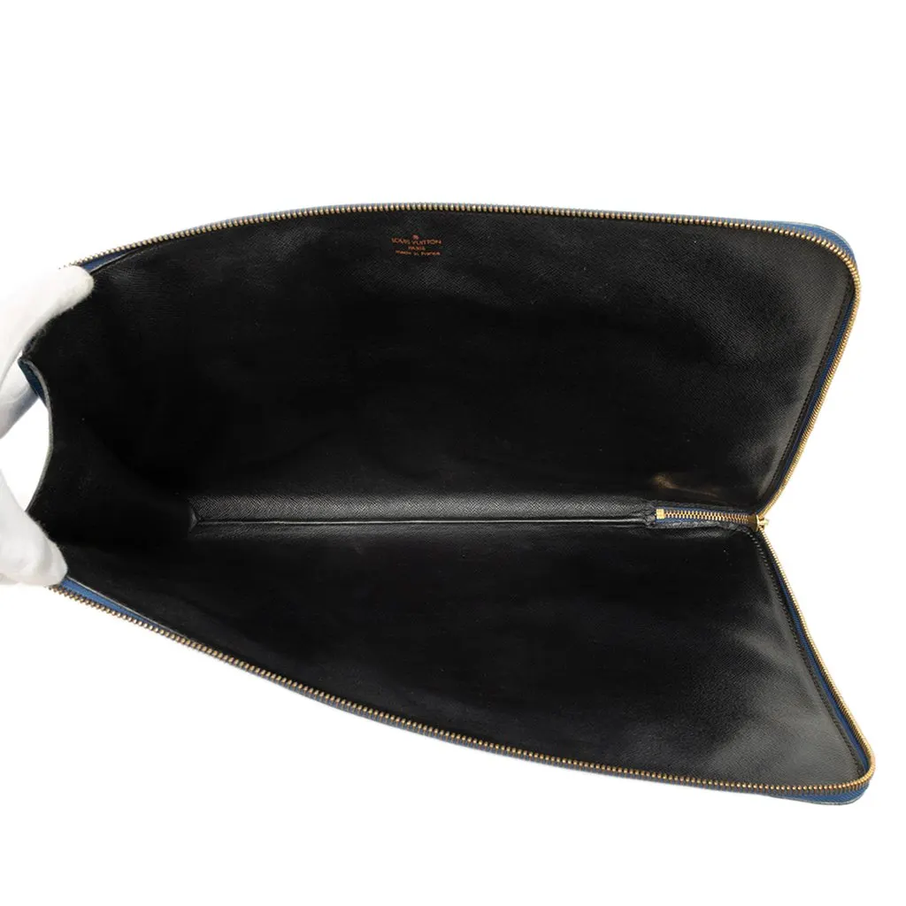 Louis Vuitton Epi Poche Documents Portfolio Blue Leather Good - Model View