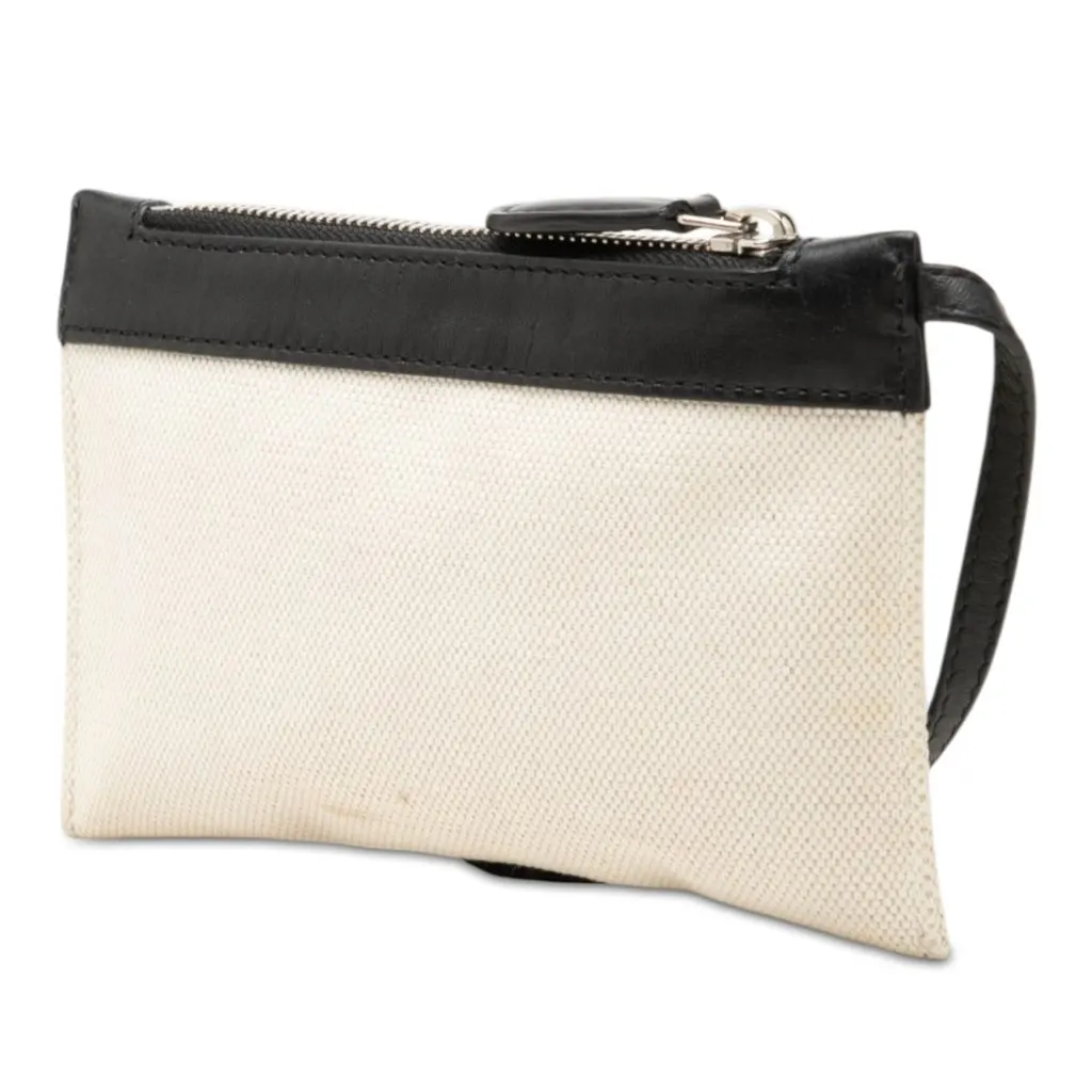 Balenciaga Canvas Navy Cabas Pouch White Canvas Good - Back View