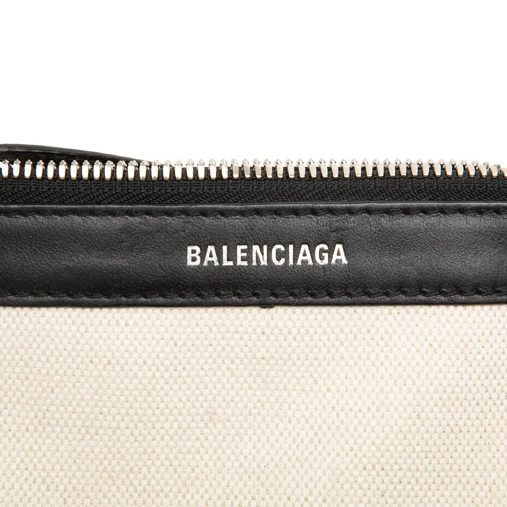 Balenciaga Canvas Navy Cabas Pouch White Canvas Good - Box View