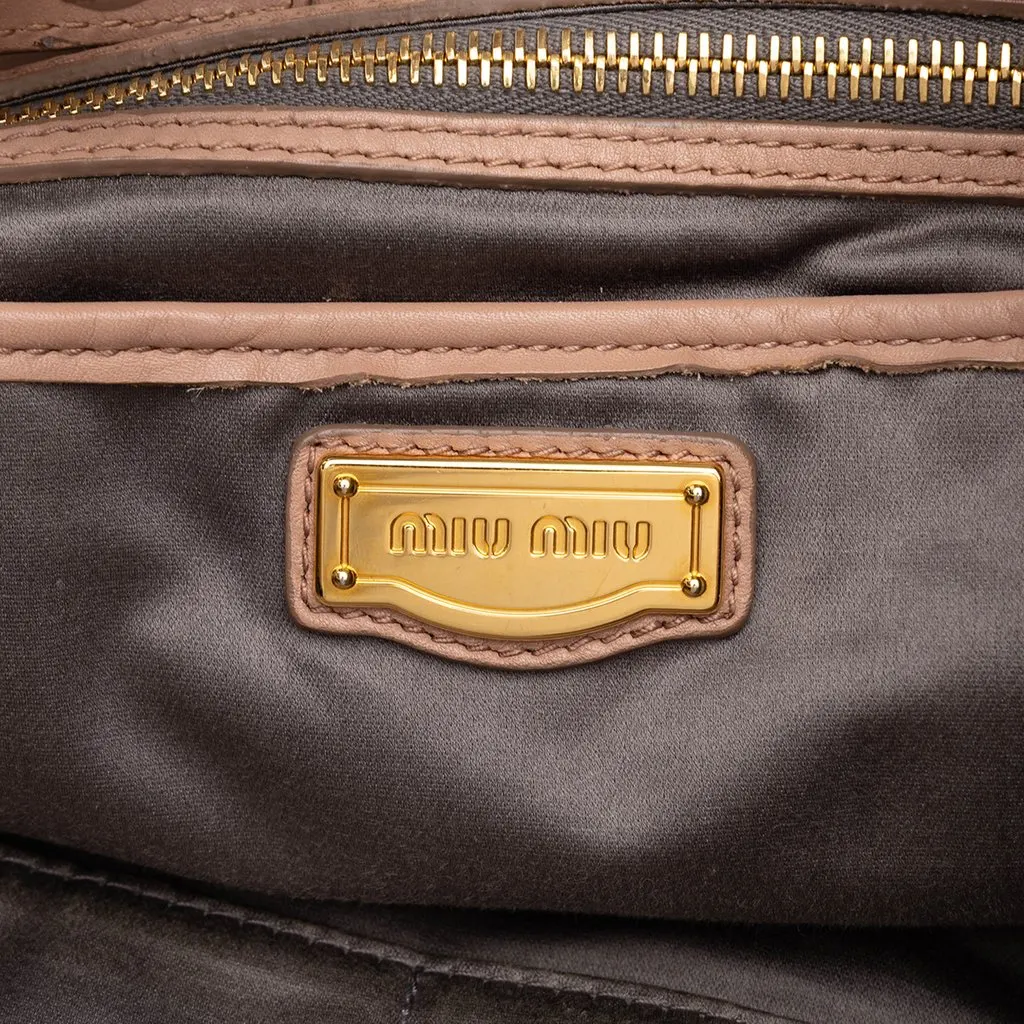 Miu Miu Lambskin Side Pocket Tote Pink Leather Good - Box View