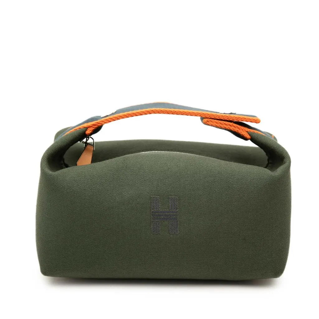 Hermès Small Toile Bride A Brac Case Green Canvas Very good - Front View