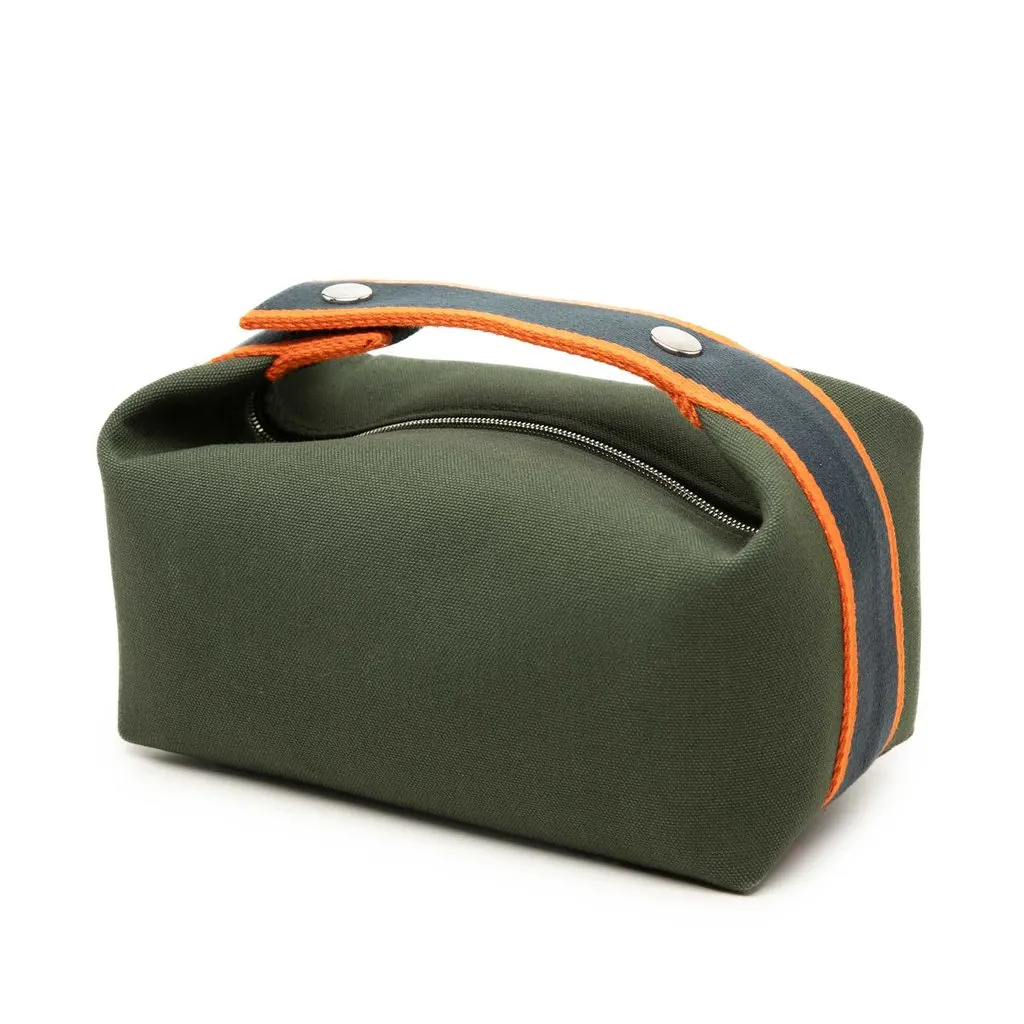 Hermès Small Toile Bride A Brac Case Green Canvas Very good - Back View