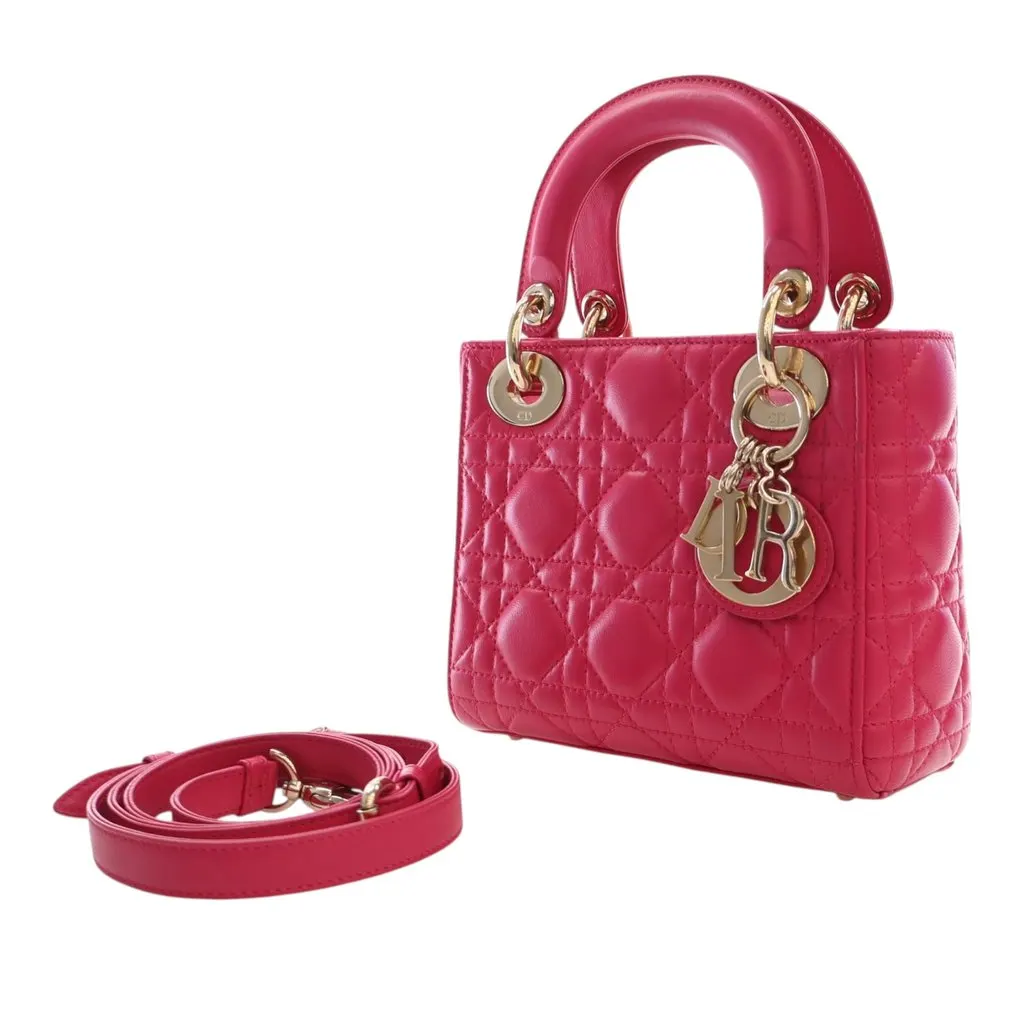 Dior Mini Lambskin Cannage Lady Dior Pink Leather Very good - Inside View