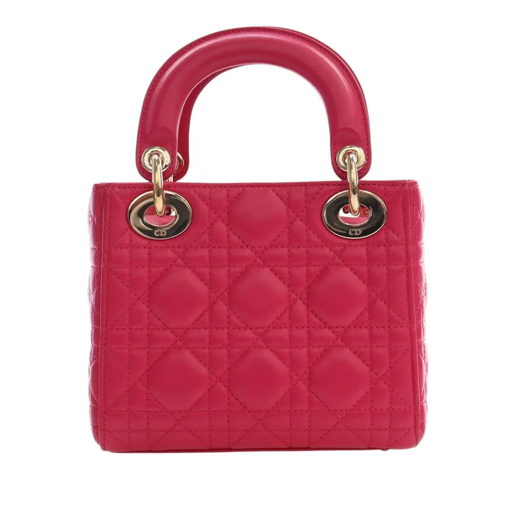 Dior Mini Lambskin Cannage Lady Dior Pink Leather Very good - Model View