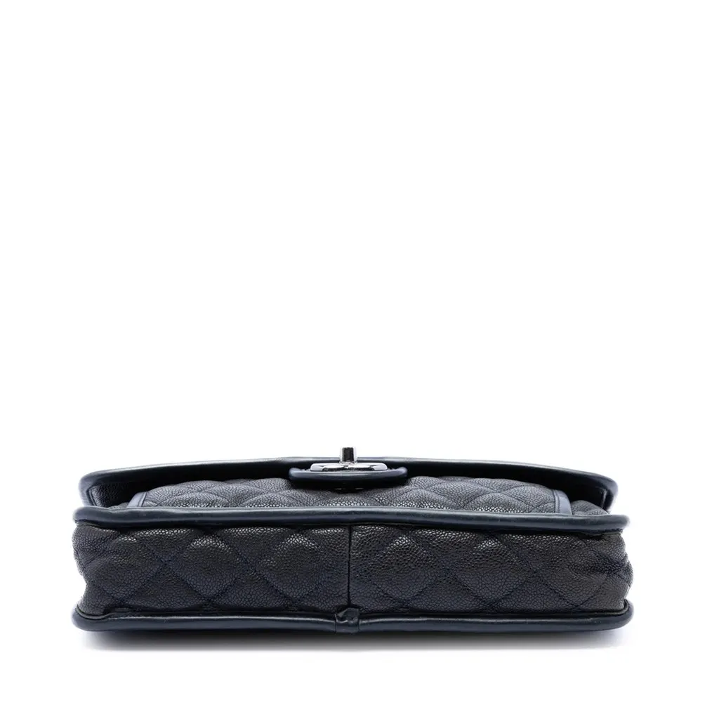 Chanel Medium Quilted Caviar French Riviera Flap Blue Leather Very good - Inside View