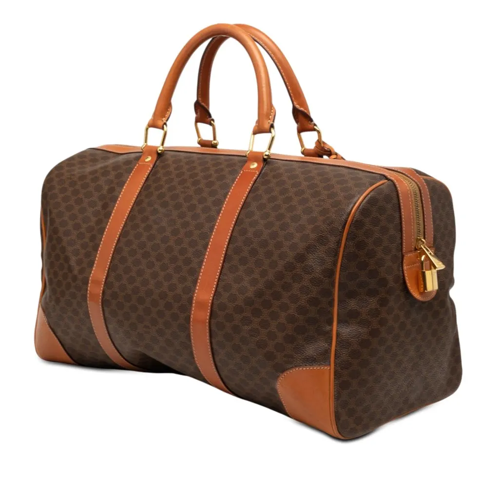 Celine Macadam Coated Canvas Travel Bag Brown Good - Back View