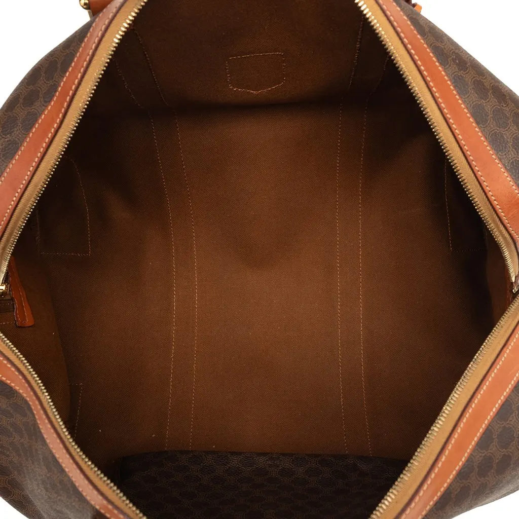 Celine Macadam Coated Canvas Travel Bag Brown Good - Model View
