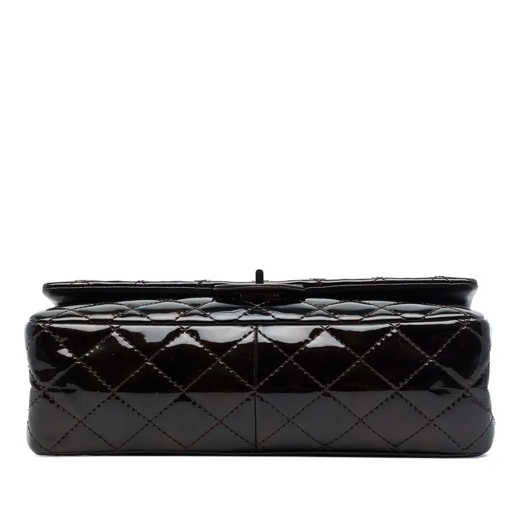 Chanel Quilted Patent Reissue 2.55 Double Flap 226 Brown Leather Good - Inside View