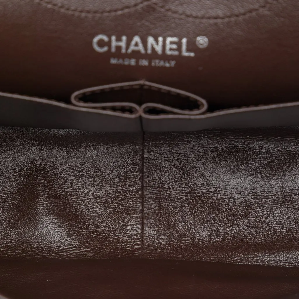 Chanel Quilted Patent Reissue 2.55 Double Flap 226 Brown Leather Good - Model View