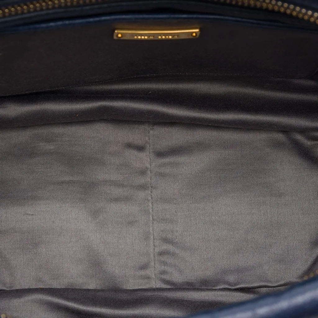 Miu Miu Vitello Lux Pleated Satchel Blue Leather Very good - Model View