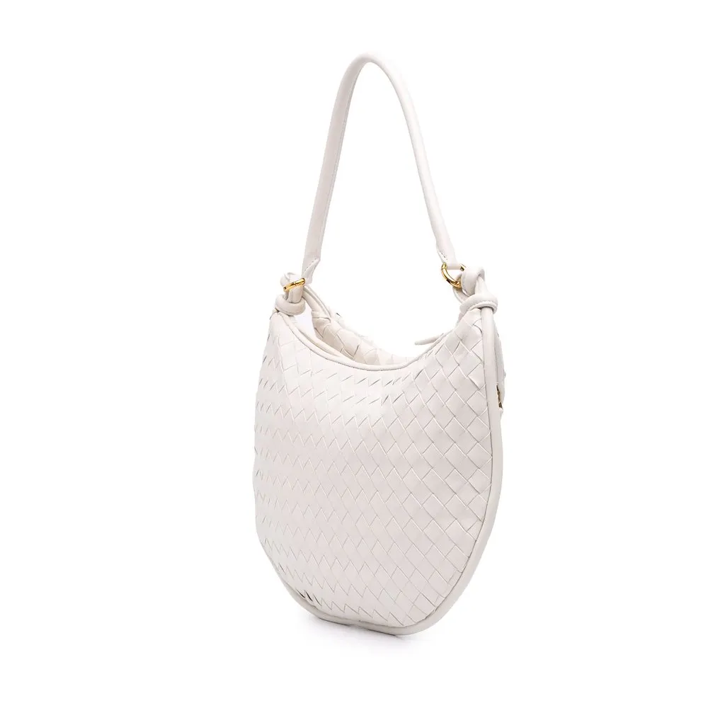 Bottega Veneta Large Nappa Intrecciato Gemelli Hobo White Leather Very good - Back View