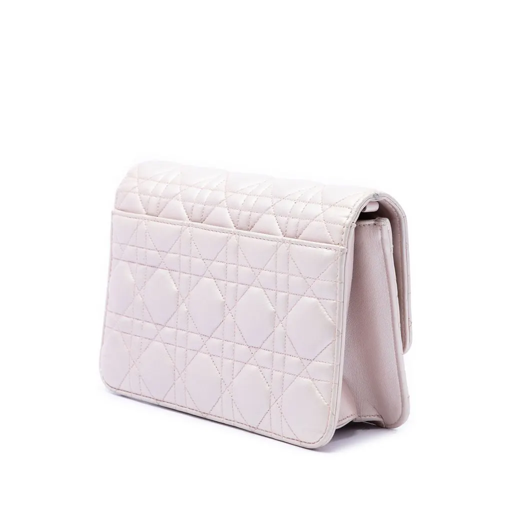 Dior Metallic Lambskin Cannage Miss Dior Promenade Crossbody Pink Leather Very good - Back View