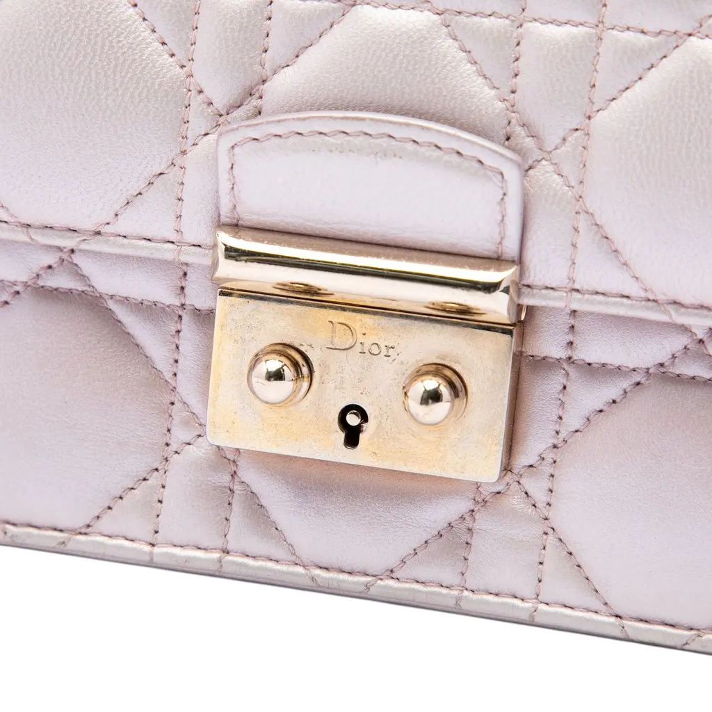 Dior Metallic Lambskin Cannage Miss Dior Promenade Crossbody Pink Leather Very good - Box View