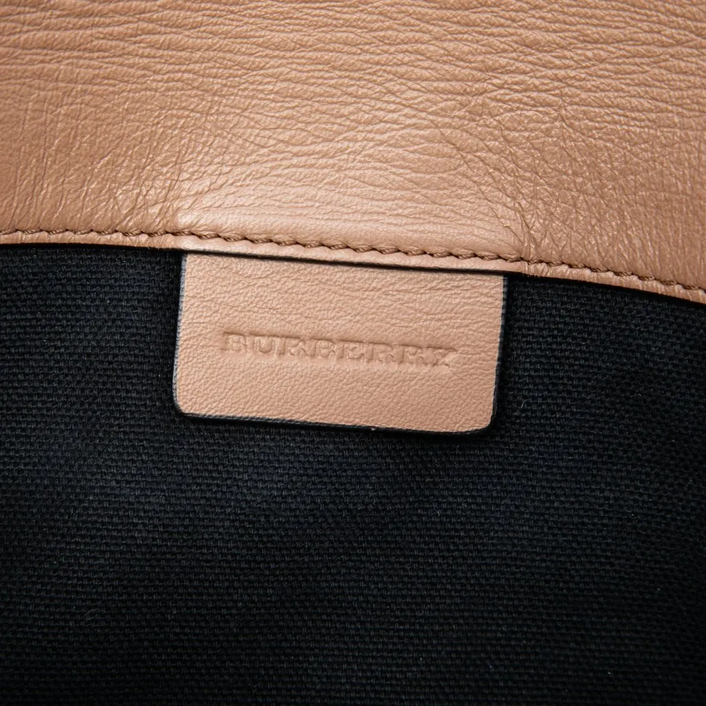 Burberry Small House Check Canvas and Leather Horseshoe Milton Crossbody Brown Good - Box View