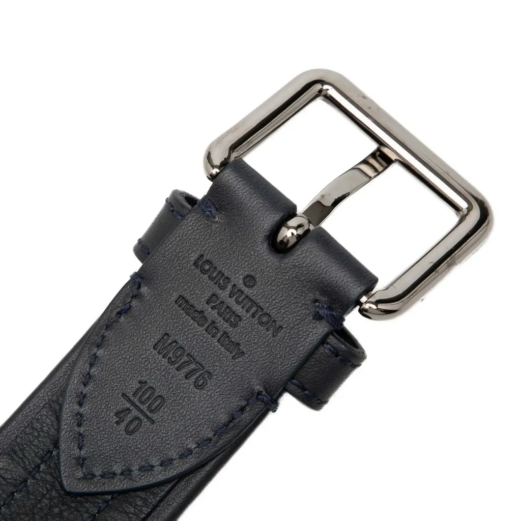 Louis Vuitton Leather Regatta Belt Blue Leather Very good - Box View