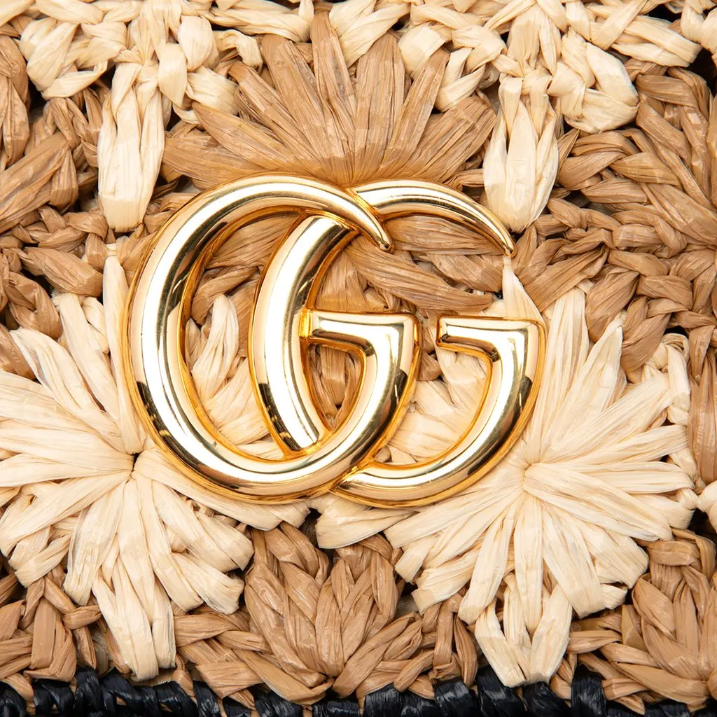 Gucci Small GG Marmont Raffia Crossbody Beige Very good - Box View