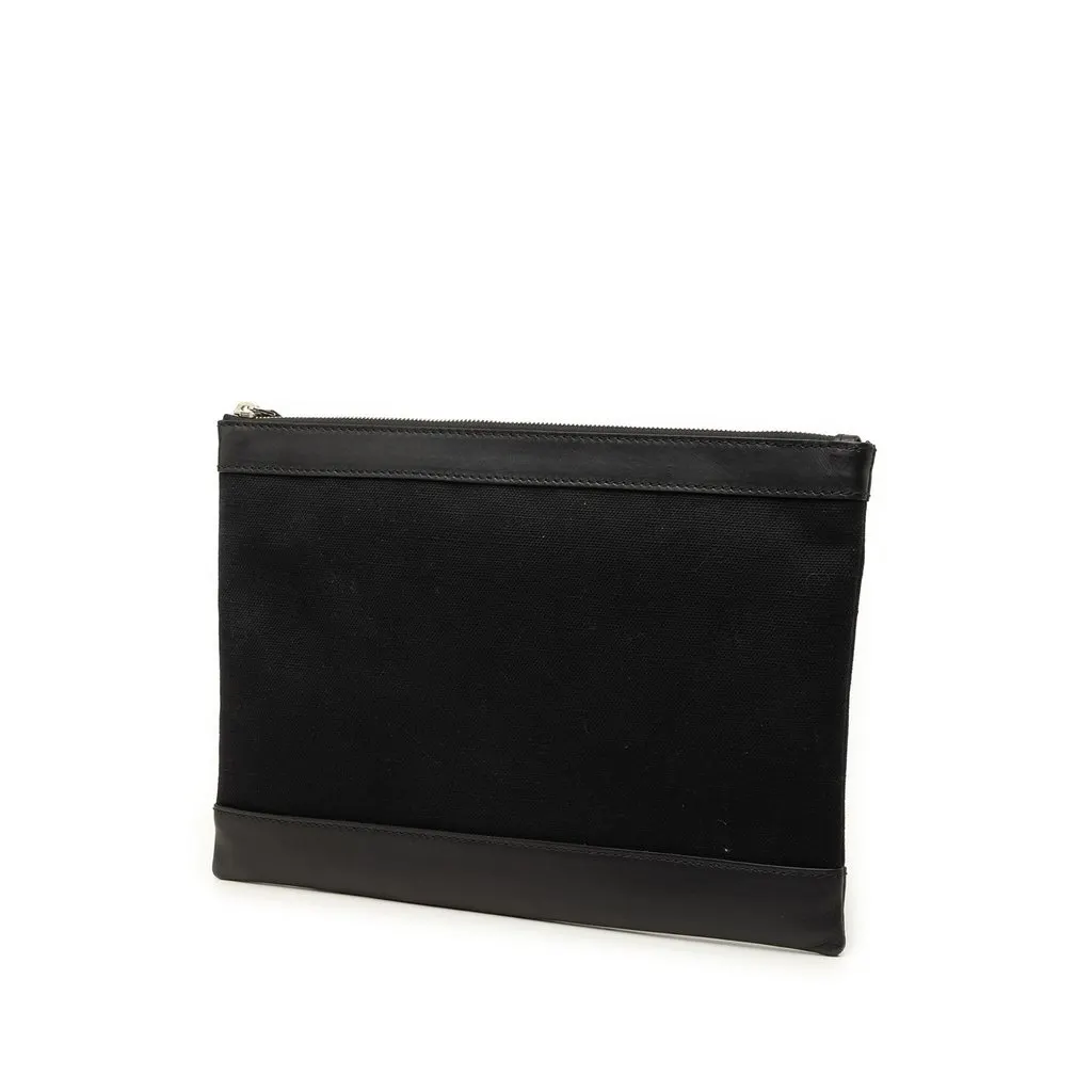 Balenciaga Canvas Navy Clip Clutch M Black Canvas Good - Back View