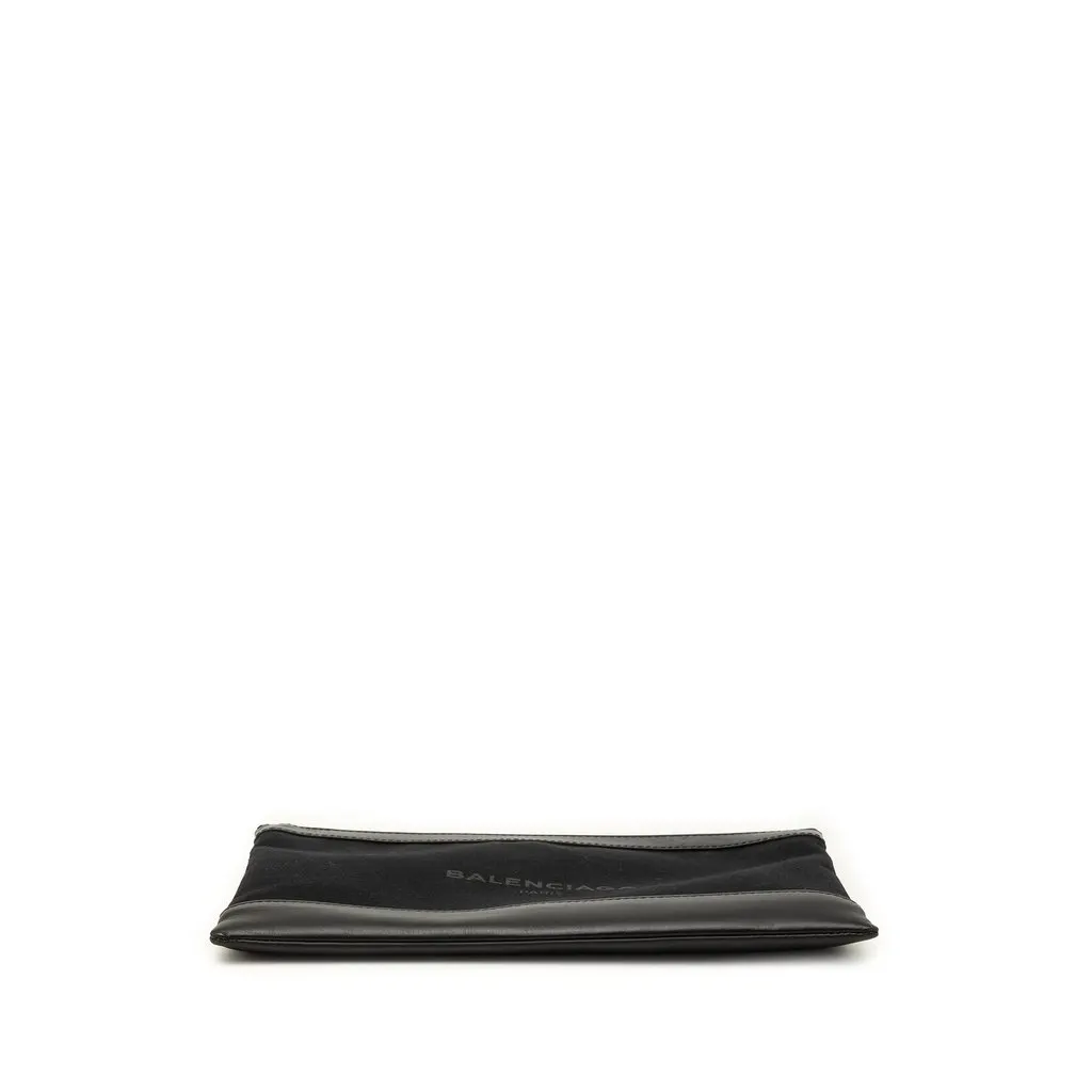 Balenciaga Canvas Navy Clip Clutch M Black Canvas Good - Inside View