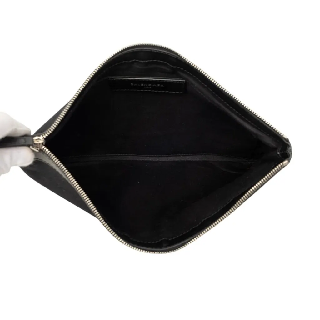 Balenciaga Canvas Navy Clip Clutch M Black Canvas Good - Model View