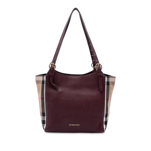 Burberry صغيرة ديربي جلد العجل و House Check قماش Canterbury حقيبة توت