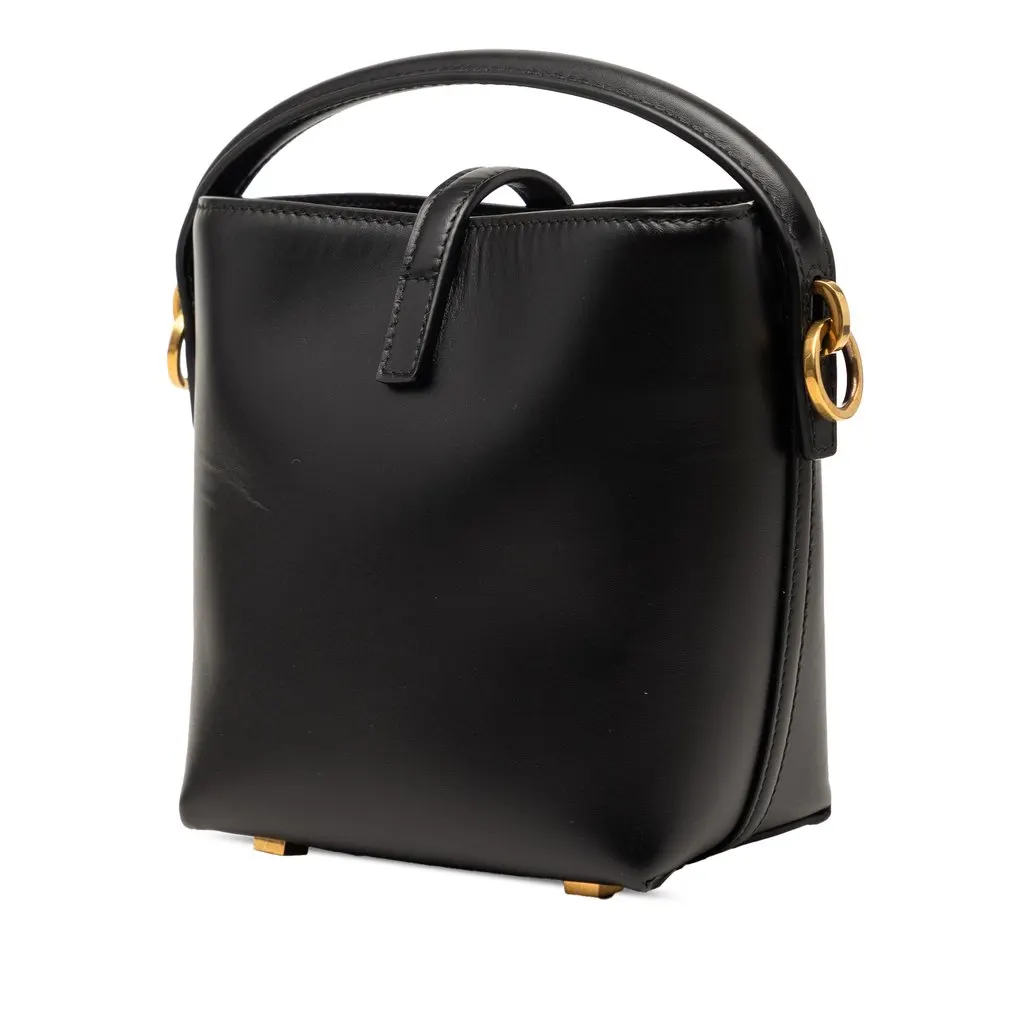 Saint Laurent Mini Shiny Calfskin Le 37 Bucket Bag Black Leather Very good - Back View