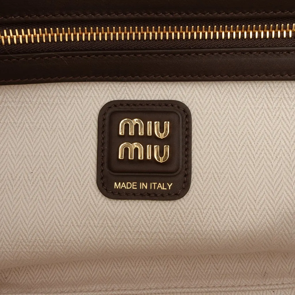 Miu Miu Large Suede Logo Beau Shoulder Bag Brown Leather Very good - Box View