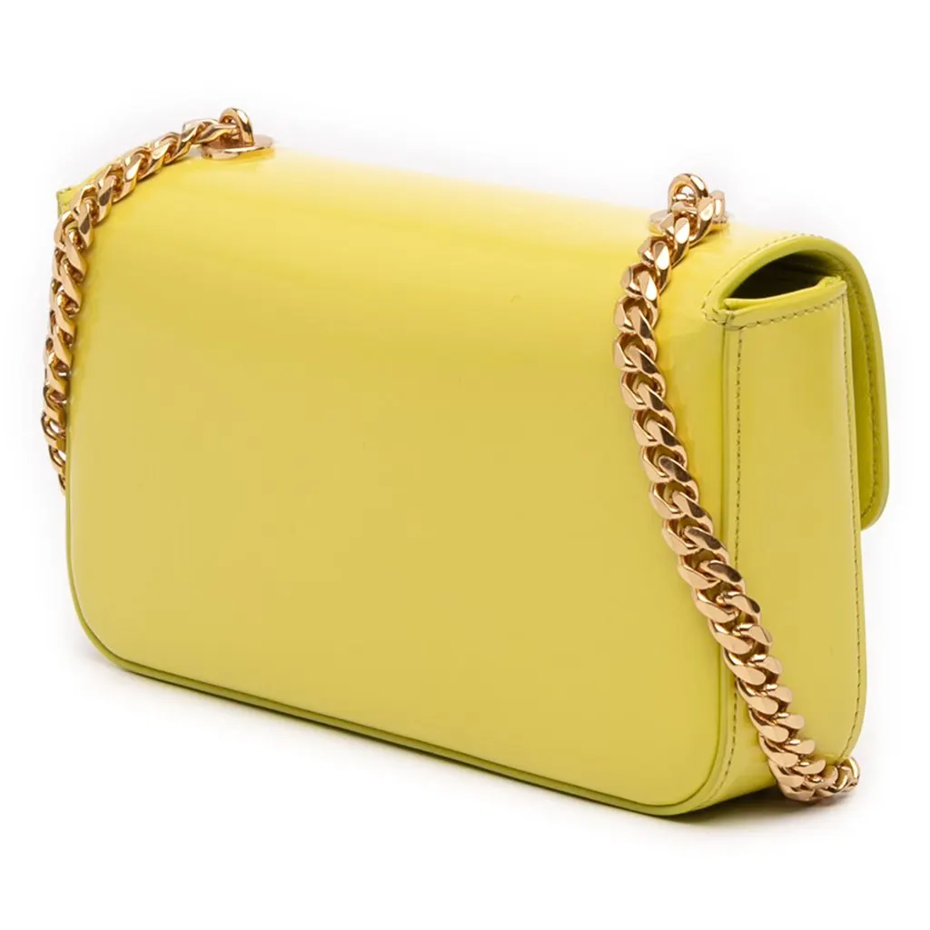 Celine Shiny Calfskin Claude Chain Shoulder Bag Yellow Leather Very good - Back View