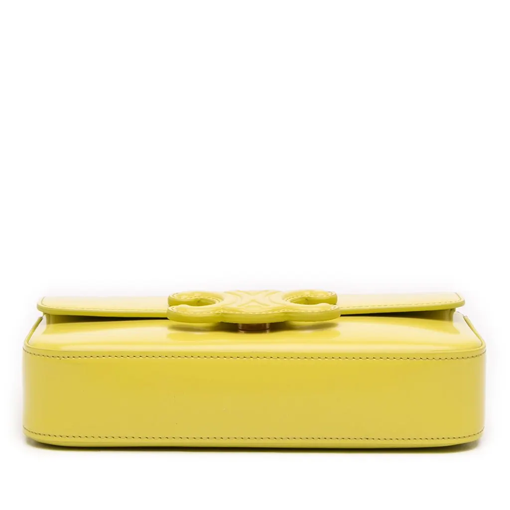 Celine Shiny Calfskin Claude Chain Shoulder Bag Yellow Leather Very good - Inside View
