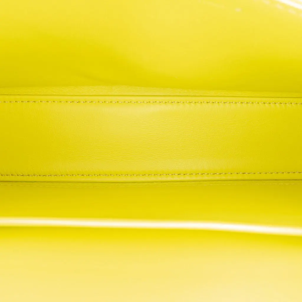 Celine Shiny Calfskin Claude Chain Shoulder Bag Yellow Leather Very good - Model View