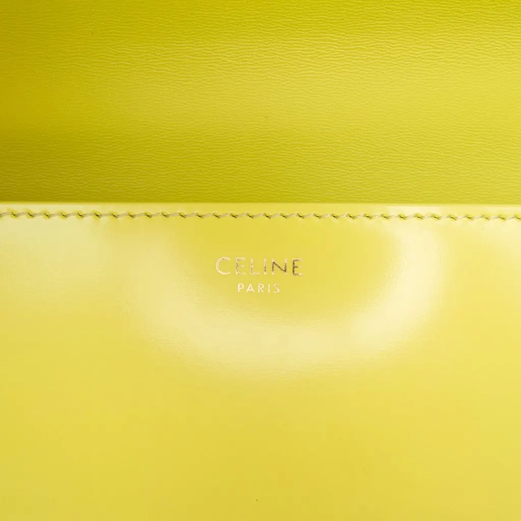 Celine Shiny Calfskin Claude Chain Shoulder Bag Yellow Leather Very good - Box View
