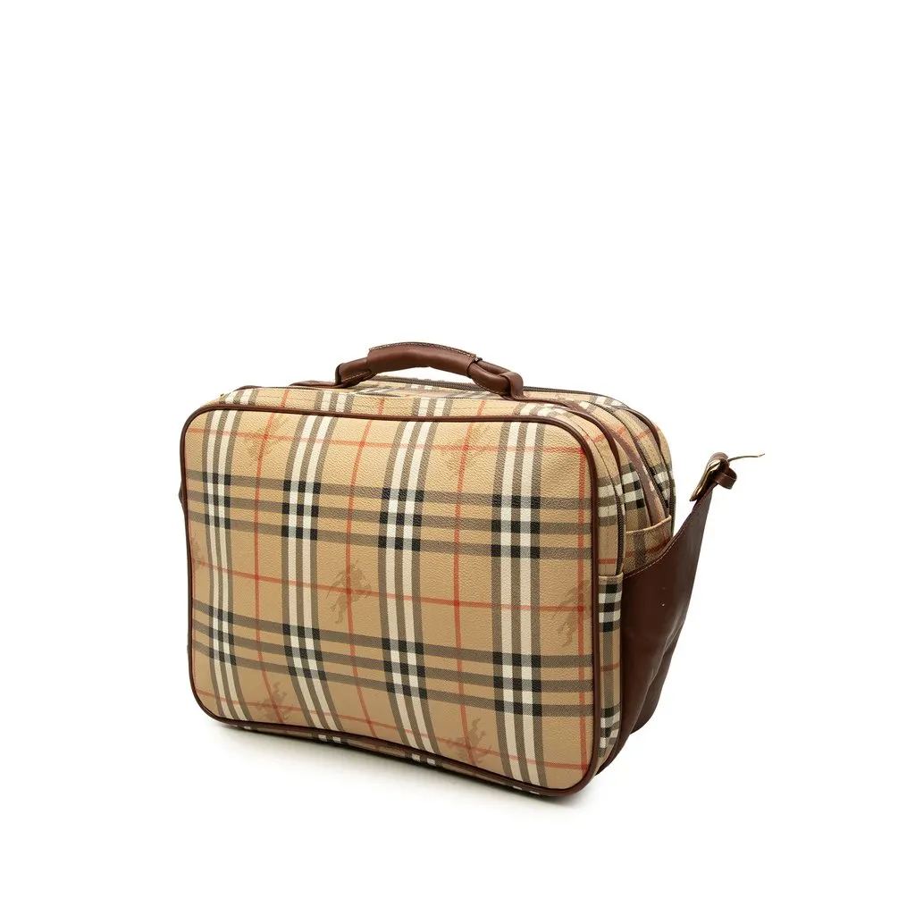 Burberry Haymarket Check Coated Canvas Satchel Beige Very good - Back View