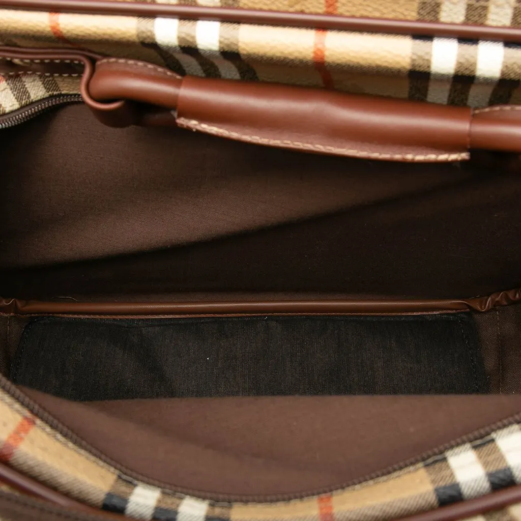 Burberry Haymarket Check Coated Canvas Satchel Beige Very good - Model View