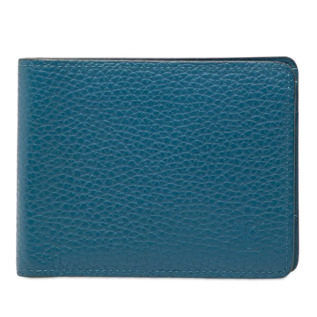 Louis Vuitton Taurillon Multiple Wallet Blue Leather Very good - Front View
