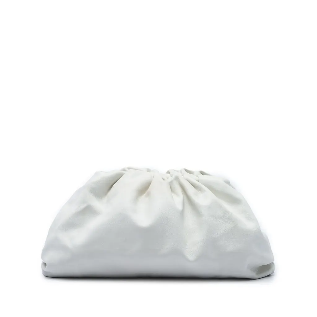 Bottega Veneta Lambskin The Pouch White Leather Very good - Front View