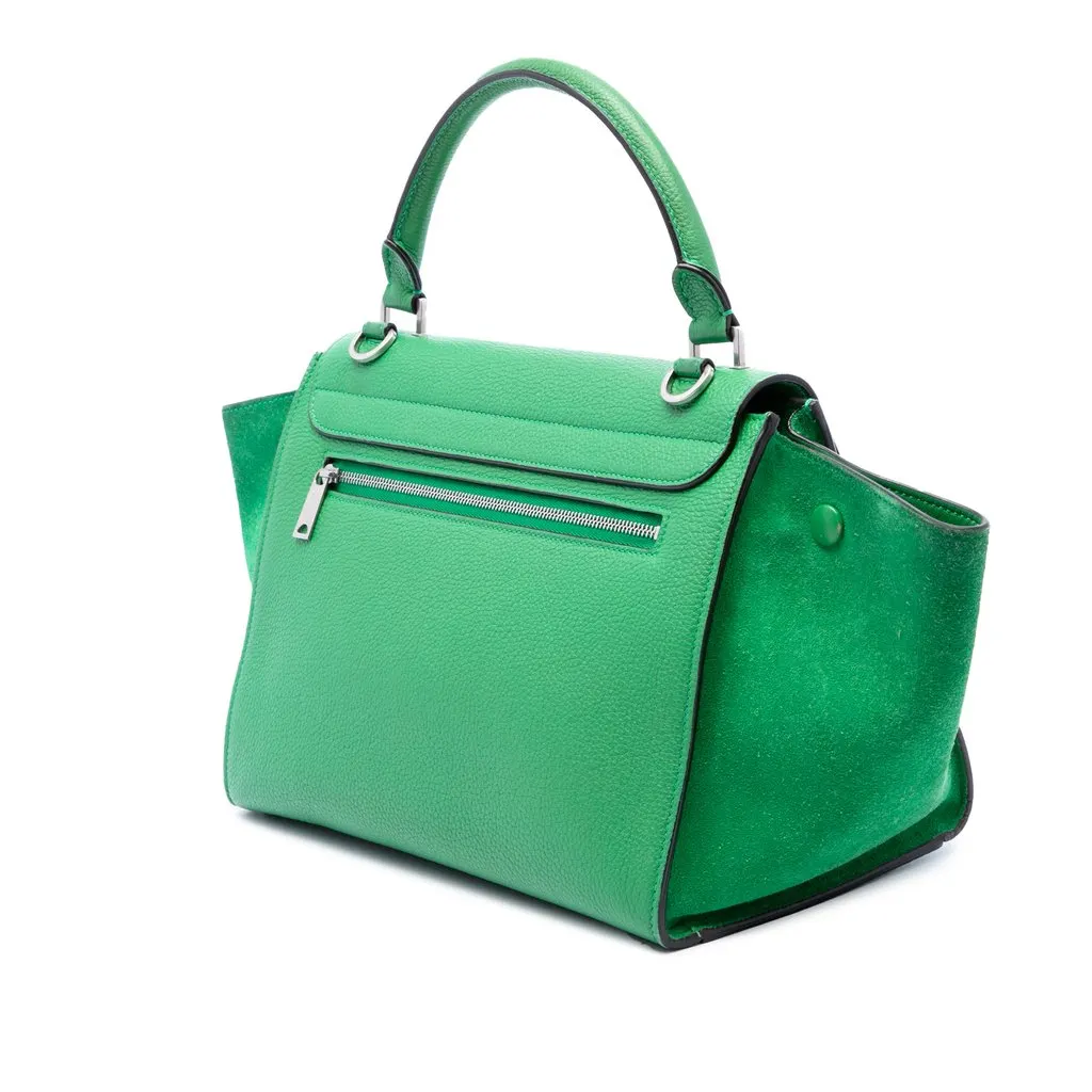 Celine Small Leather Trapeze Satchel Green Leather Good - Back View