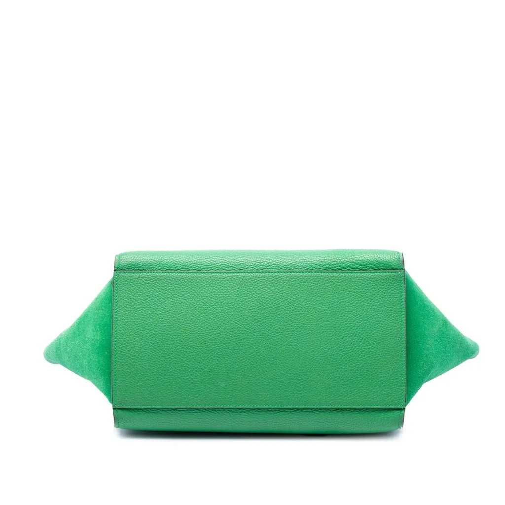 Celine Small Leather Trapeze Satchel Green Leather Good - Inside View