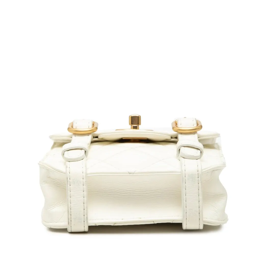 Chanel Mini Aged Calfskin City School Flap White Leather Very good - Inside View