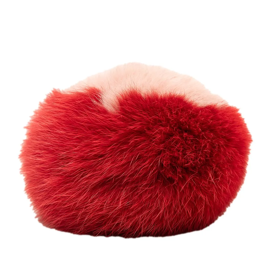 Fendi Nappa Shiny Fox Fur Heart Pom Pom Bag Charm Red Fur Good - Inside View