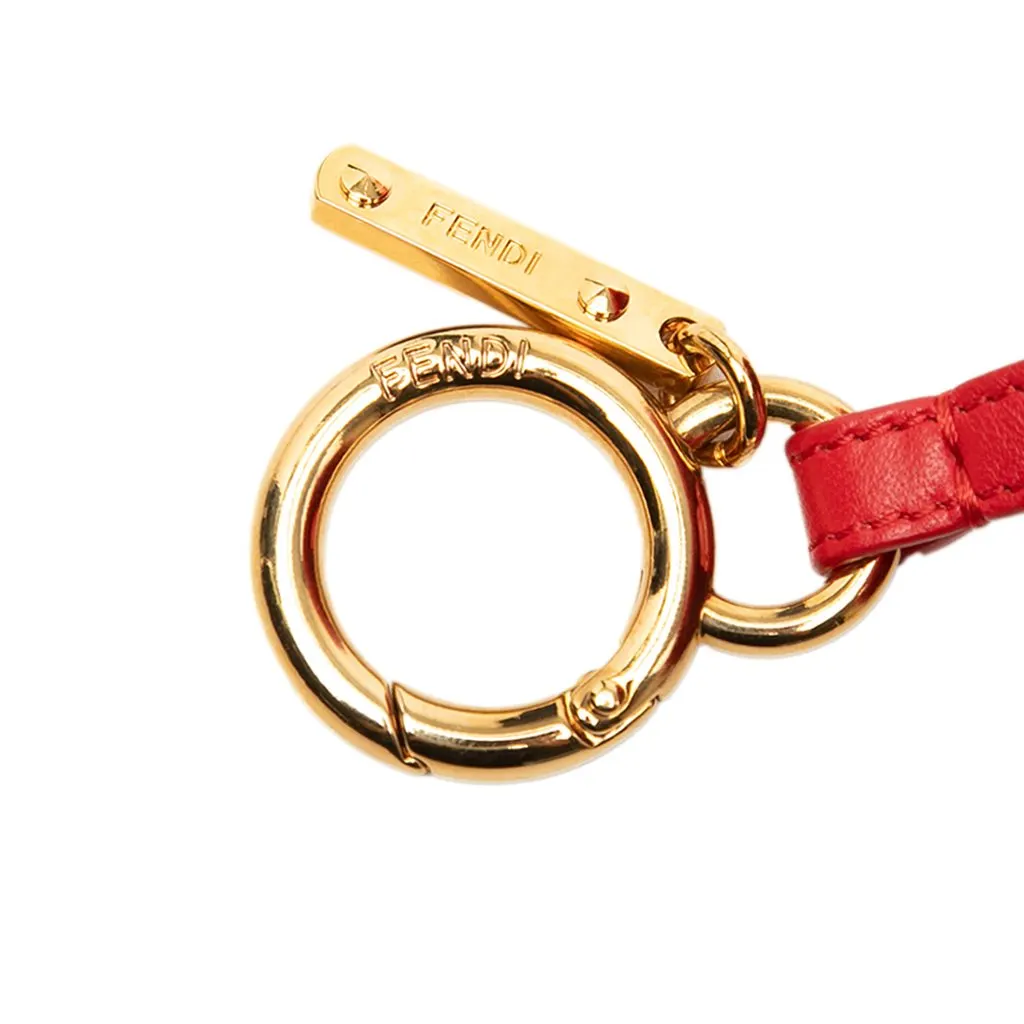Fendi Nappa Shiny Fox Fur Heart Pom Pom Bag Charm Red Fur Good - Model View