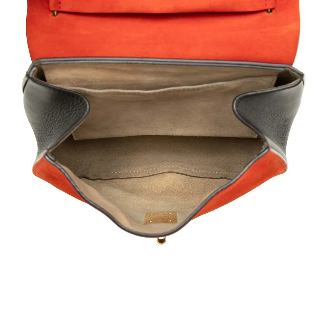 Chloé Small Bicolor Suede and Calfskin Drew Crossbody Red Leather Very good - Model View
