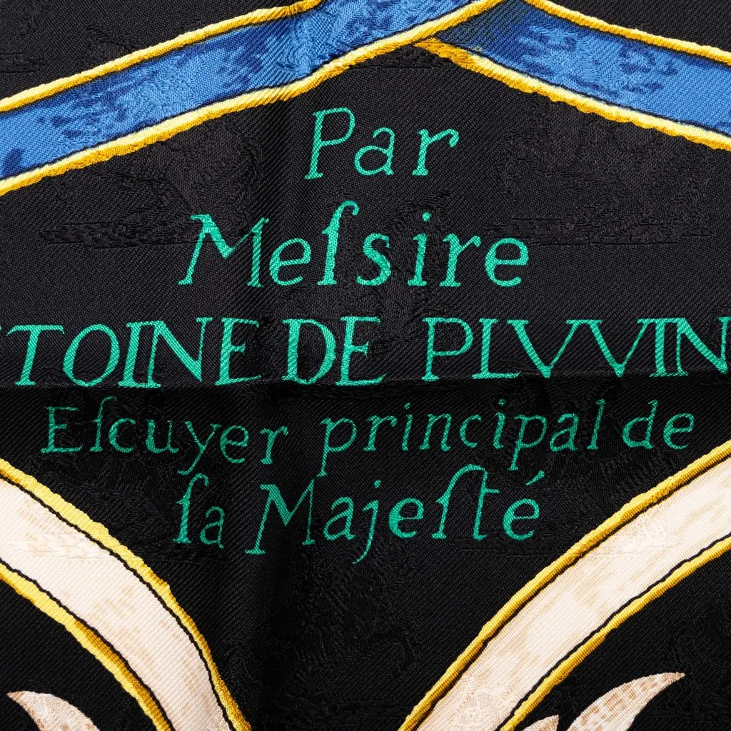 Hermès L Instruction Du Roy Jacquard Silk Scarf 90 Black Silk Very good - Inside View